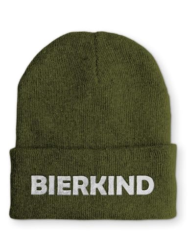 tshirtladen Bierkind Statement Beanie Mütze mit Spruch, Farbe: Olive von tshirtladen