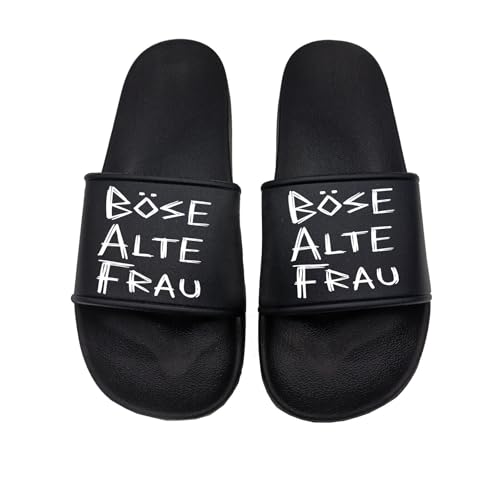 tshirtladen Böse Alte Frau Badelatschen Sandalen perfekt für den Strand und im Urlaub und Muttertag, Größe: 39 EU von tshirtladen