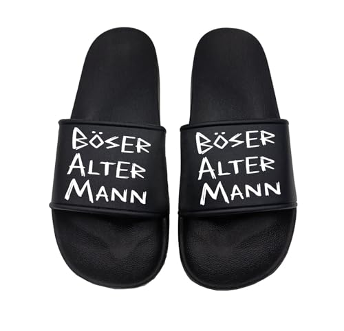 tshirtladen Böser Alter Mann Badelatschen Sandalen perfekt für den Strand und im Urlaub und Muttertag, Größe: 47 EU von tshirtladen