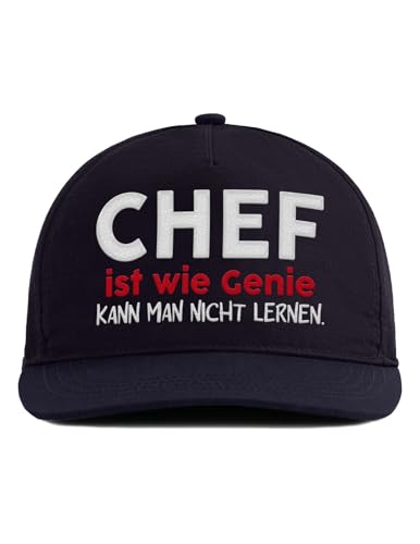 tshirtladen Cap Navy - Chef ist wie Genie - kann Man Nicht Lernen - Coole Spruch-Cap für selbstbewusste Boss-Typen, Entscheider & lässige Business-Stile von tshirtladen