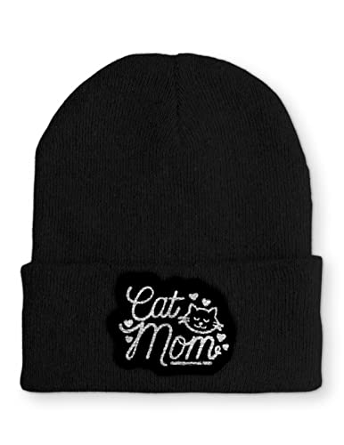 tshirtladen Cat Mom Katzenmama Statement Spruchmütze Beanie Mütze für Damen und Herren, Farbe: Black von tshirtladen