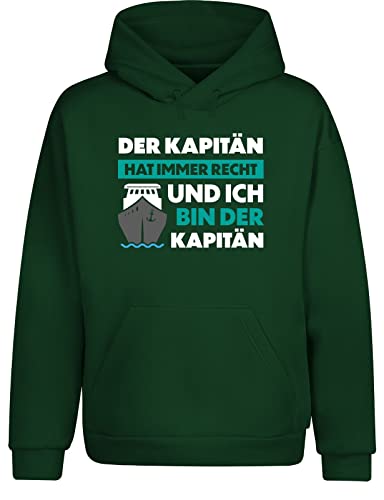 tshirtladen Der Kapitän hat Immer Recht und ich Bin der Kapitän Schiffsführer Hoodie Kapuzensweatshirt, Farbe: Dunkelgrün, Größe: XXXXX-Large von tshirtladen