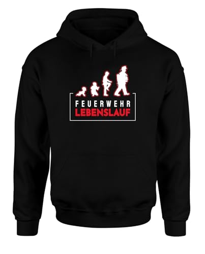 tshirtladen Feuerwehr Lebenslauf Hoodie Unisex Spruchshirt für Feuerwehrmänner und Frauen Jugendfeuerwehr, Schwarz, Größe: Large von tshirtladen