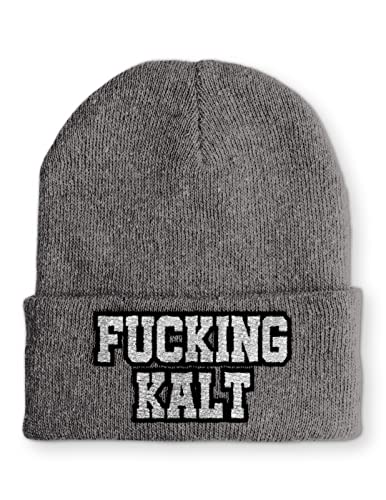 tshirtladen Fucking Kalt Statement Spruchmütze Beanie Mütze für Damen und Herren, Farbe: Grau von tshirtladen