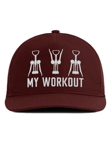 tshirtladen Fun Cap Maroon - My Workout Korkenzieher Cap in Bordeaux, für Weinfreunde & Genießer, Bestickt & verstellbar, Geschenk für Männer & Frauen, Partystyle mit Humor von tshirtladen