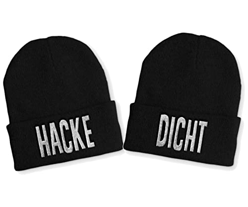 tshirtladen Hacke & Dicht Beanie 2er Set| Unisex Strickmütze | Weiche und warme Wintermütze | SoftTouch OneSize für Erwachsene | Gestickt von tshirtladen