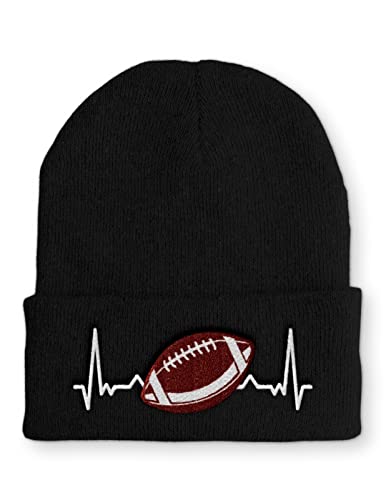 tshirtladen Heartbeat American Football Herzschlag Mütze Beanie für den Footballfan, Farbe: Black von tshirtladen