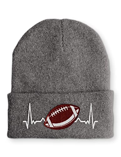 tshirtladen Heartbeat American Football Herzschlag Mütze Beanie für den Footballfan, Farbe: Grau von tshirtladen