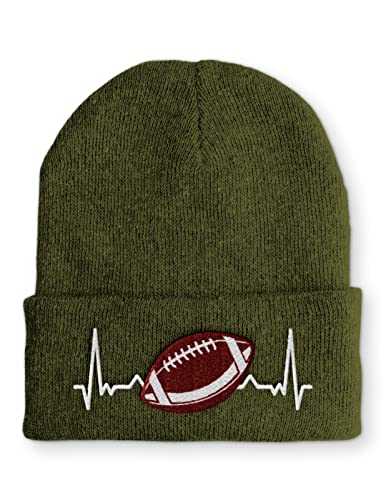 tshirtladen Heartbeat American Football Herzschlag Mütze Beanie für den Footballfan, Farbe: Olive von tshirtladen