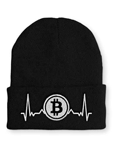 tshirtladen Heartbeat Bitcoin Krypto Herzschlag Mütze Beanie für den Kryptofan, Farbe: Black von tshirtladen