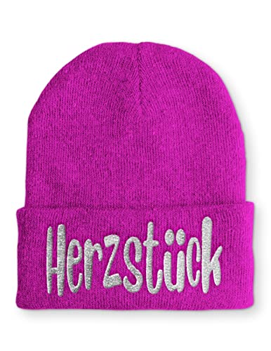 tshirtladen Herzstück Retro Statement Beanie Mütze mit Spruch für Damen und Herren, Farbe: Pink von tshirtladen