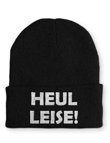 tshirtladen Heul Leise! Statement Beanie Mütze Wintermütze mit Spruch, Farbe: Black von tshirtladen