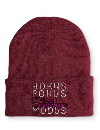 tshirtladen Hokus Pokus Sektchen Modus Statement Beanie Mütze mit Spruch, Farbe: Bordeaux von tshirtladen