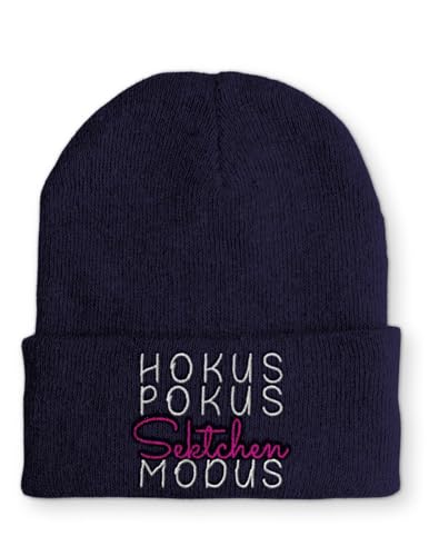 tshirtladen Hokus Pokus Sektchen Modus Statement Beanie Mütze mit Spruch, Farbe: Navy von tshirtladen