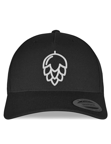 tshirtladen Hopfendolde Snapback Cap Schwarz - 3D-Stick, Lustiger Partyhut für Festivals, Saufhut Alternative, Bucket Hat Idee für Malle, Saufen Accessoire Herren Damen von tshirtladen
