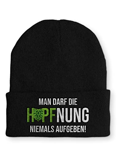tshirtladen Hopfnung Statement Beanie Mütze mit Spruch, Farbe: Black von tshirtladen
