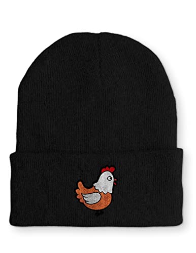 tshirtladen Huhn Statement Beanie Mütze mit Spruch, Farbe: Black von tshirtladen