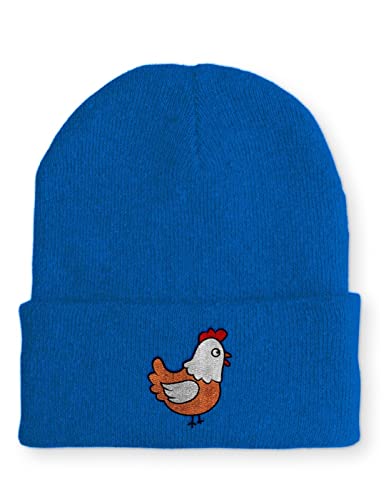 tshirtladen Huhn Statement Beanie Mütze mit Spruch, Farbe: Blau von tshirtladen