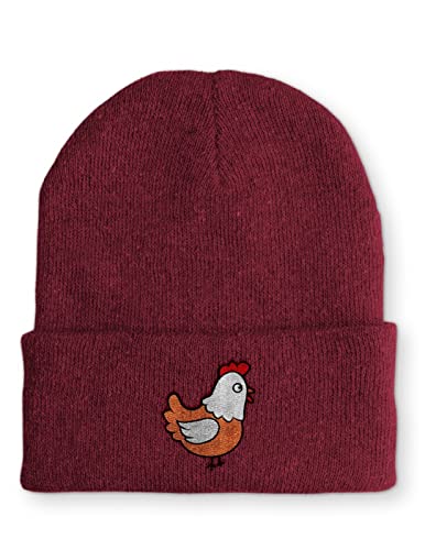 tshirtladen Huhn Statement Beanie Mütze mit Spruch, Farbe: Bordeaux von tshirtladen