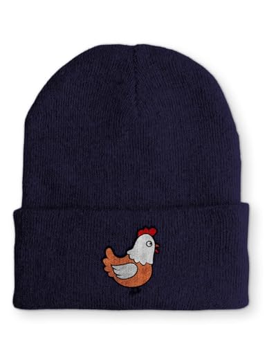 tshirtladen Huhn Statement Beanie Mütze mit Spruch, Farbe: Navy von tshirtladen