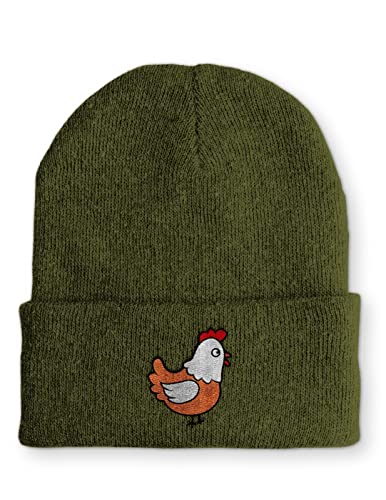 tshirtladen Huhn Statement Beanie Mütze mit Spruch, Farbe: Olive von tshirtladen