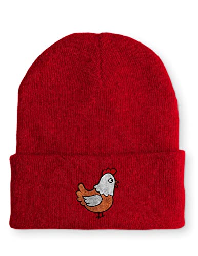 tshirtladen Huhn Statement Beanie Mütze mit Spruch, Farbe: Rot von tshirtladen