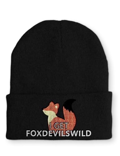 tshirtladen I get Foxdevilswild Statement Beanie Mütze mit Spruch, Farbe: Black von tshirtladen