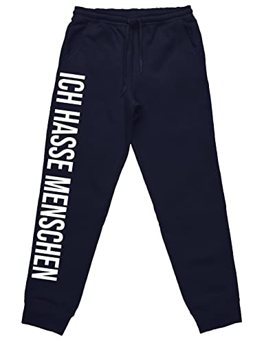 tshirtladen Ich Hasse Menschen Jogginghose Schlafhose tolles Statement, Farbe: Navy, Größe: XXXXX-Large von tshirtladen