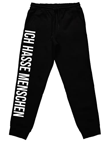 tshirtladen Ich Hasse Menschen Jogginghose Schlafhose tolles Statement, Farbe: Schwarz, Größe: XXL von tshirtladen