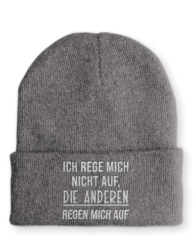 tshirtladen Ich Reg Mich Nicht Auf Die Anderen Regen Mich Auf Statement Beanie Mütze mit Spruch, Farbe: Grau von tshirtladen