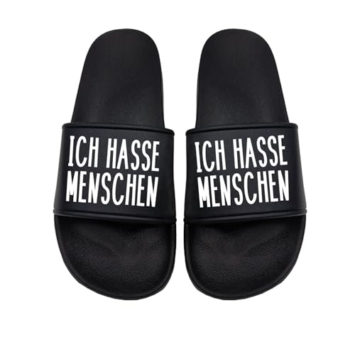 tshirtladen Ich hasse Menschen Badelatsche Sandalen Urlaub Sommerschuh Unisex, Größe: 40 EU von tshirtladen