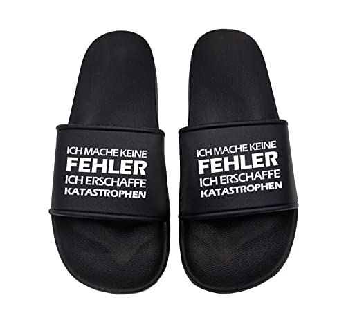 tshirtladen Ich mache keine Fehler... Ich erschaffe Katastrophen Badelatsche Sandalen Urlaub, Größe: 46 EU von tshirtladen