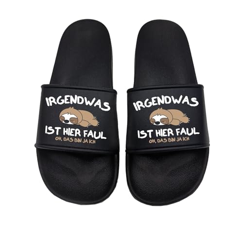 tshirtladen Irgendwas ist hier Faul Oh, das bin ja ich! Badelatschen Sandalen perfekt für den Strand und im Urlaub und, Größe: 42 EU tshirtladen Irgendwas ist hier Faul Oh, das bin ja ich! Badelatschen Sandalen perfekt für den Strand und im Urlaub und, Größe: 42 EU von tshirtladen