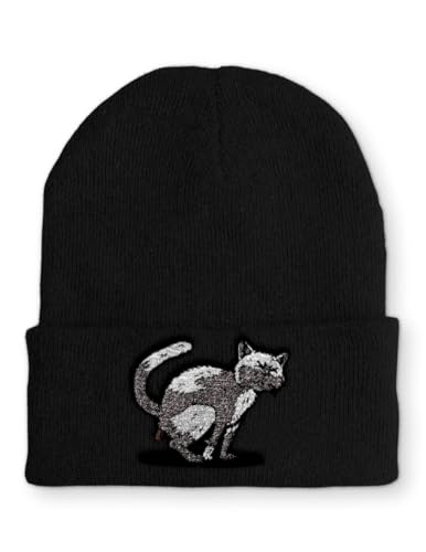 tshirtladen Kackende Katze Mütze Statement Beanie Mütze mit lustigem Spruch, Farbe: Black von tshirtladen