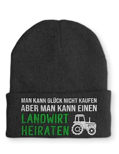 tshirtladen Lustige Mütze Beanie mit Spruch Glück Nicht kaufen Landwirt heiraten Wintermütze, Farbe: Graphite von tshirtladen