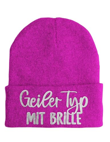 tshirtladen Mütze - Geiler Typ mit Brille - Beanie One Size - Wintermütze Soft Touch - Spruchmütze bestickt - Farbauswahl, Farbe: Pink von tshirtladen