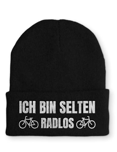 tshirtladen Mütze Ich Bin selten Radlos Wintermütze Beanie mit lustigem Spruch, Farbe: Black von tshirtladen