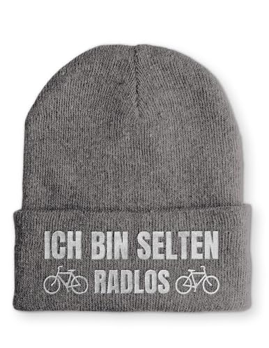 tshirtladen Mütze Ich Bin selten Radlos Wintermütze Beanie mit lustigem Spruch, Farbe: Grau von tshirtladen