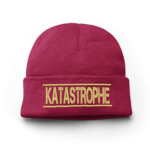 tshirtladen Mütze Katastrophe Wintermütze Unisex perfekt für den Winter, Farbe: Bordeaux von tshirtladen