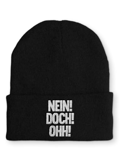 tshirtladen NEIN! DOCH! OHH! Statement Beanie Mütze mit Spruch, Farbe: Black von tshirtladen