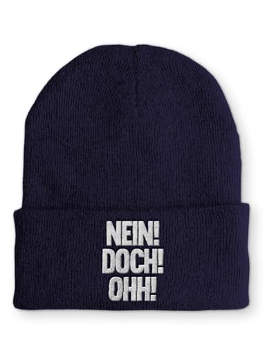 tshirtladen Nein! DOCH! OHH! Statement Beanie Mütze mit Spruch, Farbe: Navy von tshirtladen