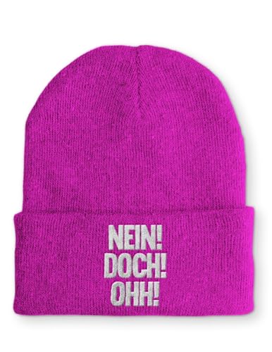 tshirtladen Nein! DOCH! OHH! Statement Beanie Mütze mit Spruch, Farbe: Pink von tshirtladen