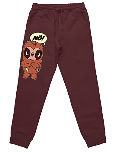 tshirtladen Nö! Faultier lustige Jogginghose Schlafhose tolles Statement, Farbe: Bordeaux, Größe: XL von tshirtladen