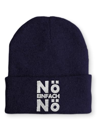 tshirtladen Nö einfach Nö Statement Beanie Mütze mit Spruch, Farbe: Navy von tshirtladen