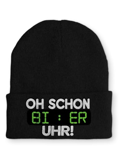 tshirtladen Oh Schon Bier Uhr Spruchmütze Strickmütze Wintermütze lustige Beanie mit Stick OneSize Mütze, Farbe: Black tshirtladen Oh Schon Bier Uhr Spruchmütze Strickmütze Wintermütze lustige Beanie mit Stick OneSize Mütze, Farbe: Black von tshirtladen