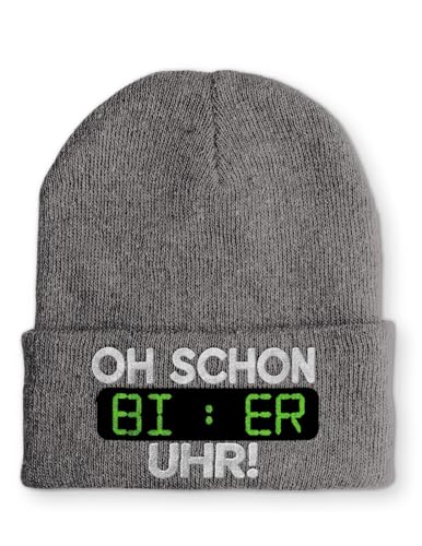 tshirtladen Oh Schon Bier Uhr Spruchmütze Strickmütze Wintermütze lustige Beanie mit Stick OneSize Mütze, Farbe: Grau tshirtladen Oh Schon Bier Uhr Spruchmütze Strickmütze Wintermütze lustige Beanie mit Stick OneSize Mütze, Farbe: Grau von tshirtladen
