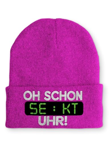tshirtladen Oh Schon Sekt Uhr Spruchmütze Strickmütze Wintermütze lustige Beanie mit Stick OneSize Mütze, Farbe: Pink tshirtladen Oh Schon Sekt Uhr Spruchmütze Strickmütze Wintermütze lustige Beanie mit Stick OneSize Mütze, Farbe: Pink von tshirtladen