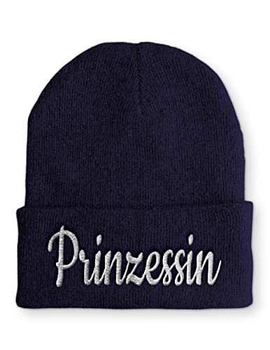 tshirtladen Prinzessin Statement Beanie Mütze mit Spruch, Farbe: Navy von tshirtladen