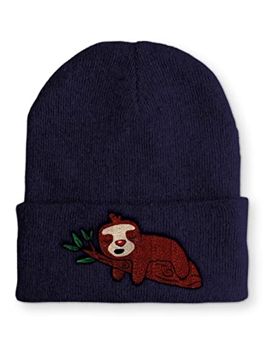 tshirtladen Schlafendes Faultier Mütze Statement Spruchmütze Beanie mit Spruch, Farbe: Navy von tshirtladen