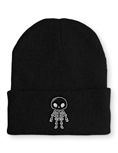 tshirtladen Skelett Mütze lustiges Design Statement Wintermütze Beanie, Farbe: Black von tshirtladen